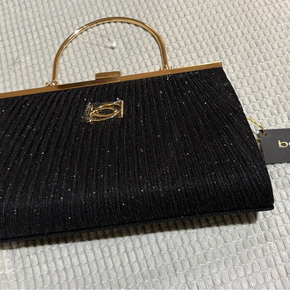 Bebe Black Clutch with Gold Accents - Picture 2 of 7